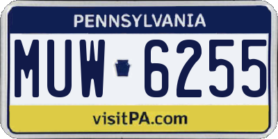 PA license plate MUW6255