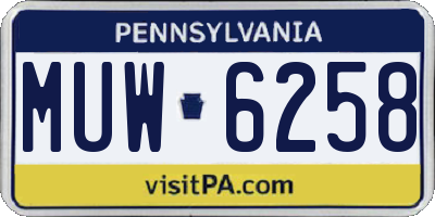 PA license plate MUW6258