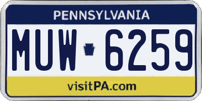 PA license plate MUW6259