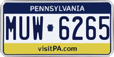 PA license plate MUW6265