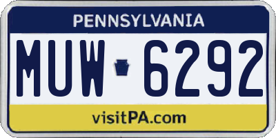 PA license plate MUW6292
