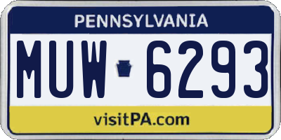 PA license plate MUW6293