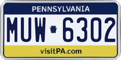 PA license plate MUW6302
