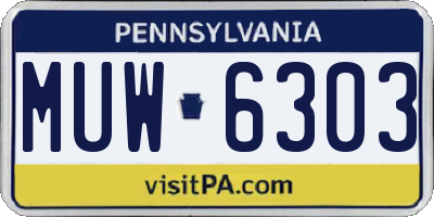 PA license plate MUW6303