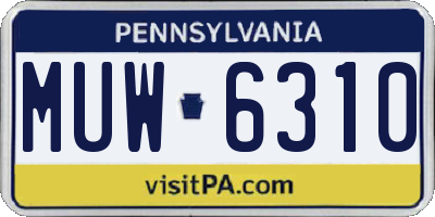 PA license plate MUW6310