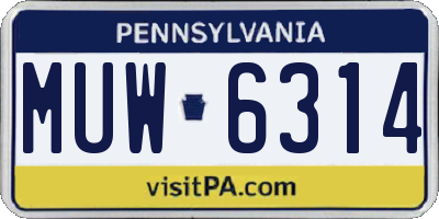 PA license plate MUW6314