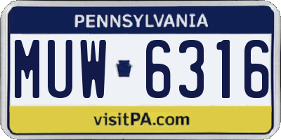 PA license plate MUW6316