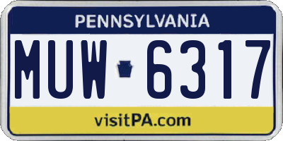 PA license plate MUW6317