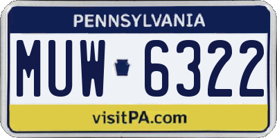 PA license plate MUW6322