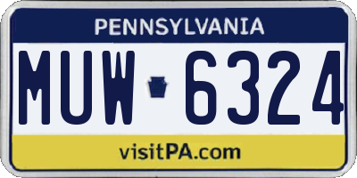 PA license plate MUW6324