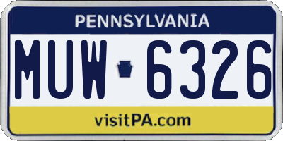 PA license plate MUW6326