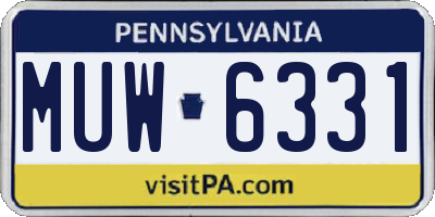 PA license plate MUW6331