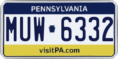 PA license plate MUW6332