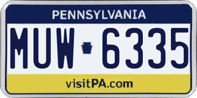 PA license plate MUW6335