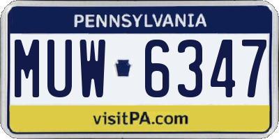 PA license plate MUW6347
