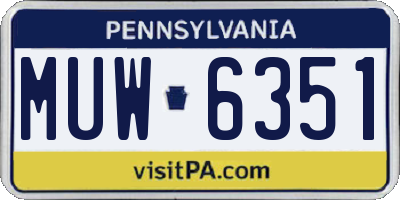 PA license plate MUW6351