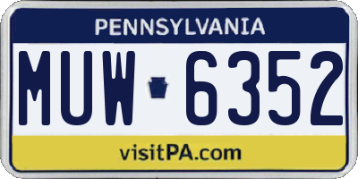 PA license plate MUW6352