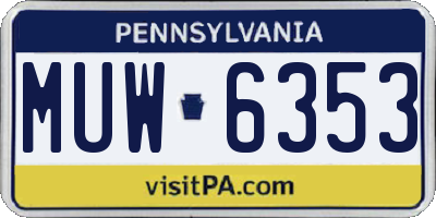 PA license plate MUW6353