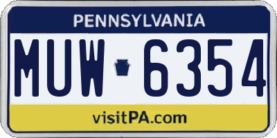 PA license plate MUW6354