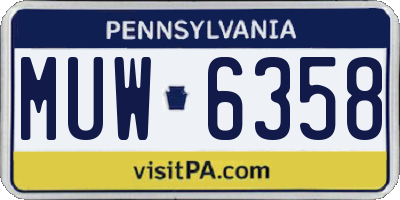 PA license plate MUW6358