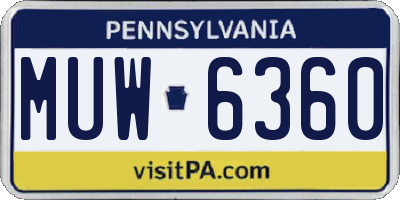 PA license plate MUW6360
