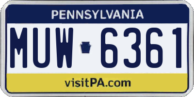 PA license plate MUW6361