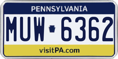PA license plate MUW6362