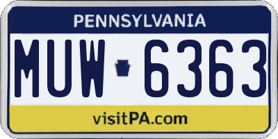 PA license plate MUW6363