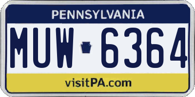 PA license plate MUW6364