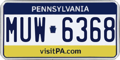 PA license plate MUW6368