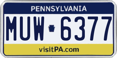 PA license plate MUW6377