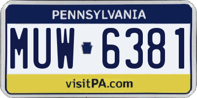 PA license plate MUW6381