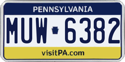 PA license plate MUW6382