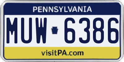 PA license plate MUW6386