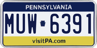 PA license plate MUW6391
