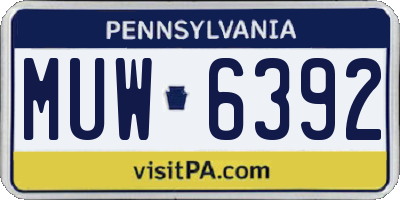 PA license plate MUW6392