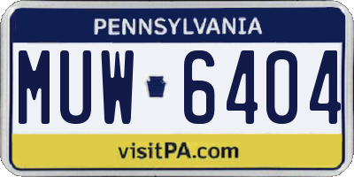 PA license plate MUW6404