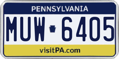 PA license plate MUW6405