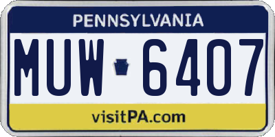 PA license plate MUW6407