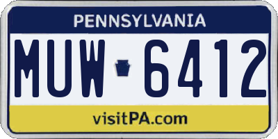 PA license plate MUW6412