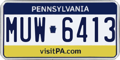 PA license plate MUW6413