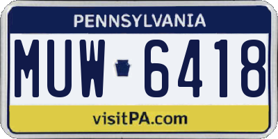 PA license plate MUW6418