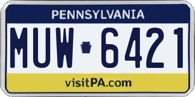 PA license plate MUW6421