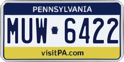 PA license plate MUW6422