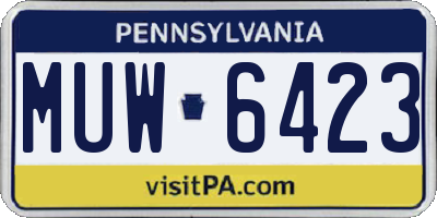 PA license plate MUW6423