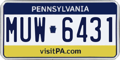 PA license plate MUW6431