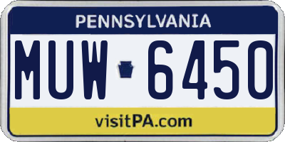 PA license plate MUW6450