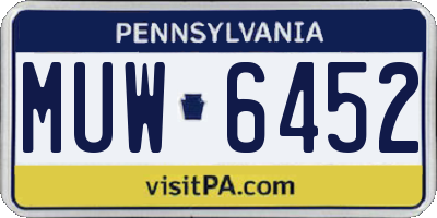 PA license plate MUW6452