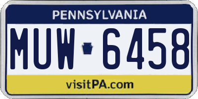 PA license plate MUW6458