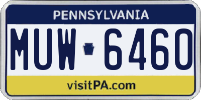 PA license plate MUW6460